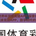 体彩世界杯足球竞猜APP-探索体彩世界杯足球竞猜APP，数字时代的足球娱乐新风尚