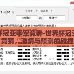 世界杯冠亚季军竞猜-世界杯冠亚季军竞猜，激情与预测的碰撞