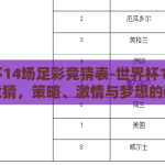 世界杯14场足彩竞猜表-世界杯14场足彩竞猜，策略、激情与梦想的碰撞