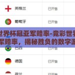 竞彩世界杯冠亚军赔率-竞彩世界杯冠亚军赔率，揭秘胜负的数字游戏