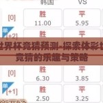 体彩世界杯竞猜预测-探索体彩世界杯竞猜的乐趣与策略