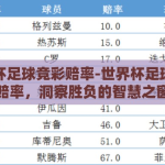 世界杯足球竞彩赔率-世界杯足球竞彩赔率，洞察胜负的智慧之窗
