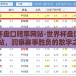 世界杯盘口赔率网站-世界杯盘口赔率网站，洞察赛事胜负的数字之窗