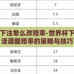 世界杯下注怎么改赔率-世界杯下注，灵活调整赔率的策略与技巧