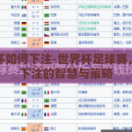 世界杯如何下注-世界杯足球赛，理性下注的智慧与策略