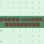 2026世界杯赔率-2026世界杯，赔率背后的足球盛宴展望