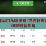 世界杯盘口从哪里看-世界杯盘口，揭秘观赛新视角
