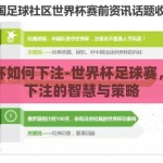 世界杯如何下注-世界杯足球赛，理性下注的智慧与策略