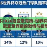 世界杯2026冠亚军竞猜-世界杯2026，冠亚军竞猜的激情与猜想