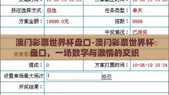 澳门彩票世界杯盘口-澳门彩票世界杯盘口,一场数字与激情的交织 澳门彩票世界杯盘口-澳门彩票世界杯盘口,一场数字与激情的交织