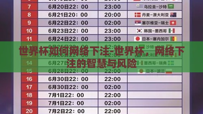 世界杯如何网络下注-世界杯,网络下注的智慧与风险 世界杯如何网络下注-世界杯,网络下注的智慧与风险