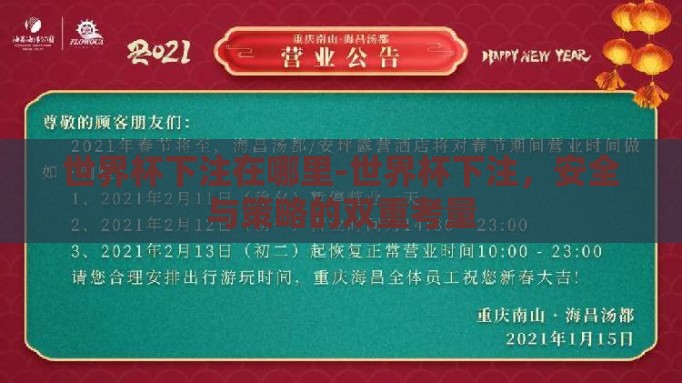 世界杯下注在哪里-世界杯下注,安全与策略的双重考量 世界杯下注在哪里-世界杯下注,安全与策略的双重考量