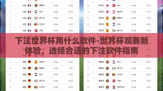 下注世界杯用什么软件-世界杯观赛新体验,选择合适的下注软件指南 下注世界杯用什么软件-世界杯观赛新体验,选择合适的下注软件指南