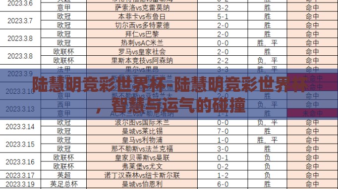 陆慧明竞彩世界杯-陆慧明竞彩世界杯，智慧与运气的碰撞