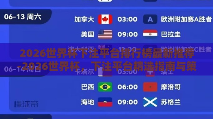 2026世界杯下注平台排行榜最新推荐-2026世界杯,下注平台精选指南与策略洞察 2026世界杯下注平台排行榜最新推荐-2026世界杯,下注平台精选指南与策略洞察
