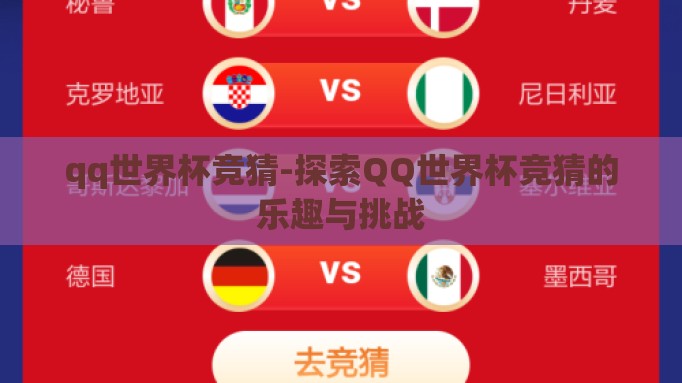 qq世界杯竞猜-探索QQ世界杯竞猜的乐趣与挑战 qq世界杯竞猜-探索QQ世界杯竞猜的乐趣与挑战