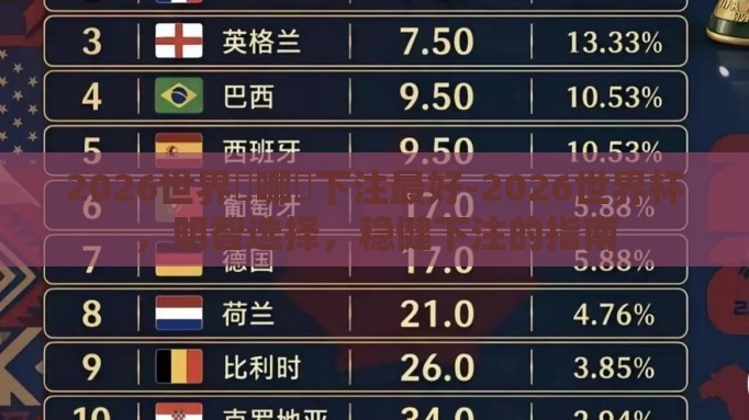 2026世界盃哪裡下注最好-2026世界杯，明智选择，稳健下注的指南