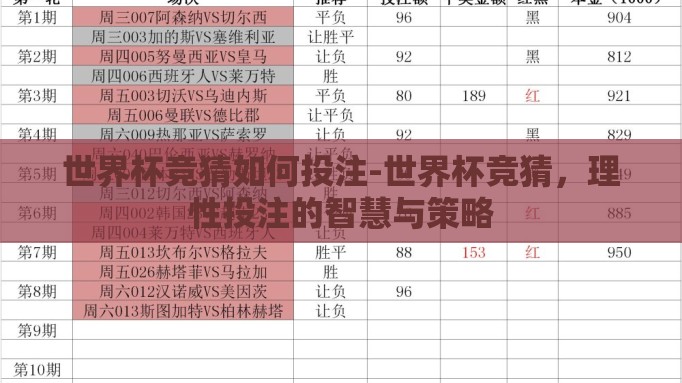 世界杯竞猜如何投注-世界杯竞猜,理性投注的智慧与策略 世界杯竞猜如何投注-世界杯竞猜,理性投注的智慧与策略