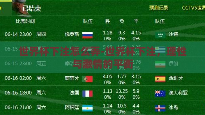 世界杯下注怎么弄-世界杯下注,理性与激情的平衡 世界杯下注怎么弄-世界杯下注,理性与激情的平衡