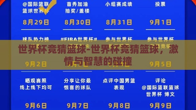 世界杯竞猜篮球-世界杯竞猜篮球,激情与智慧的碰撞 世界杯竞猜篮球-世界杯竞猜篮球,激情与智慧的碰撞