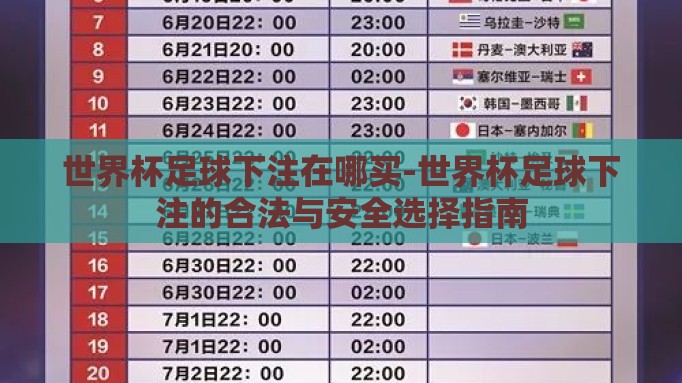 世界杯足球下注在哪买-世界杯足球下注的合法与安全选择指南 世界杯足球下注在哪买-世界杯足球下注的合法与安全选择指南