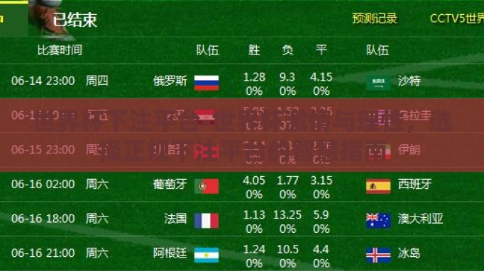 世界杯下注平台-世界杯激情与理性，选择正规下注平台的智慧指南