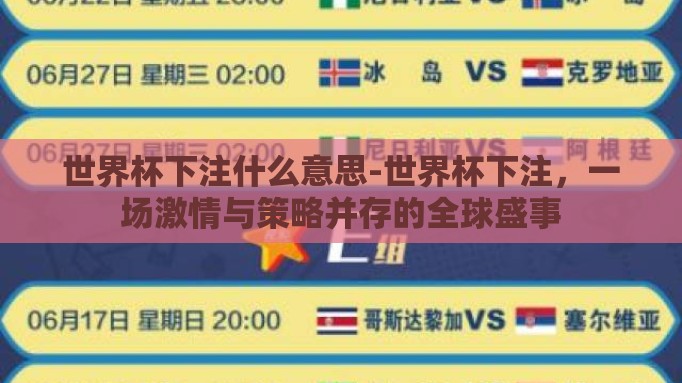 世界杯下注什么意思-世界杯下注，一场激情与策略并存的全球盛事
