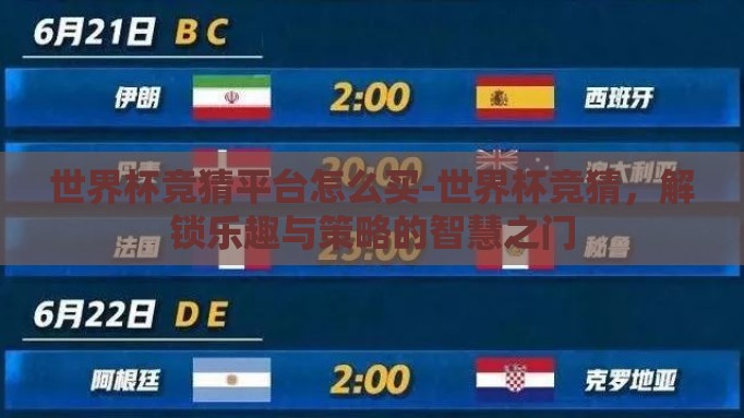 世界杯竞猜平台怎么买-世界杯竞猜，解锁乐趣与策略的智慧之门