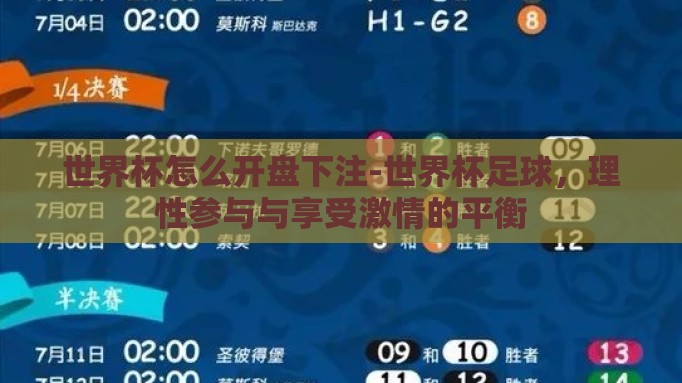 世界杯怎么开盘下注-世界杯足球，理性参与与享受激情的平衡