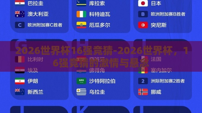 2026世界杯16强竞猜-2026世界杯,16强竞猜的激情与悬念 2026世界杯16强竞猜-2026世界杯,16强竞猜的激情与悬念